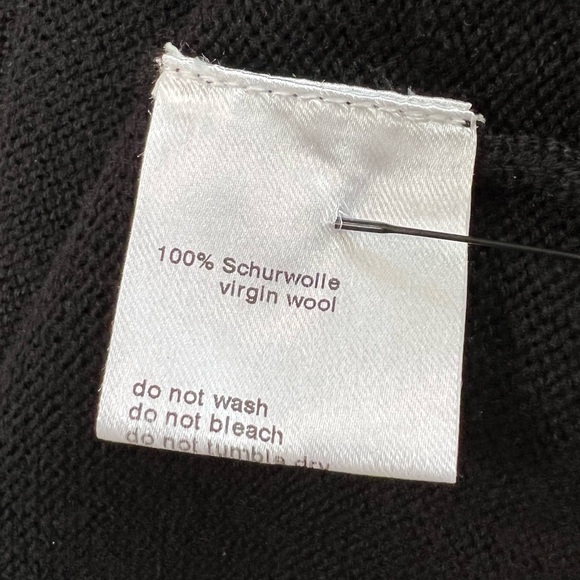 $1390 Akris Punto Colorblock Virgin Wool Wrap Dress in Black / Tan - Picture 6 of 7